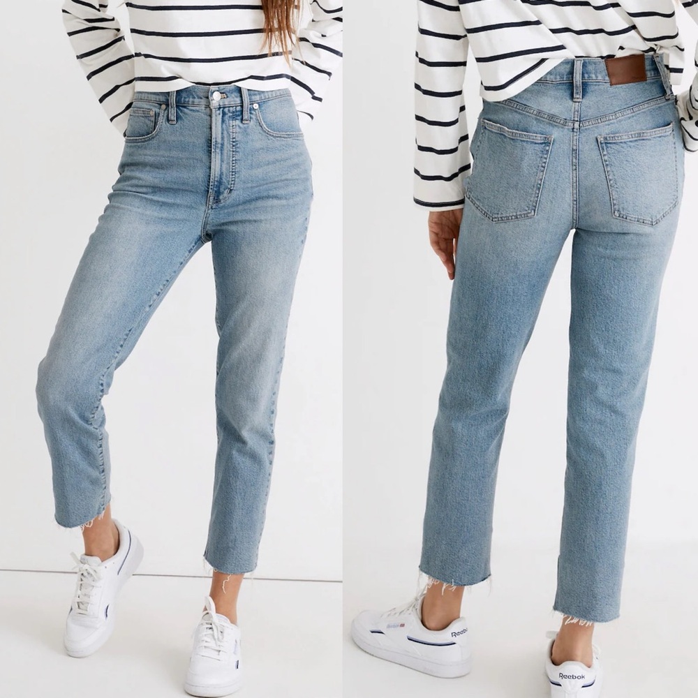 Madewell The Perfect Vintage Jeans Ellicott Wash Tapered Denim‎ Raw Hem Size 24